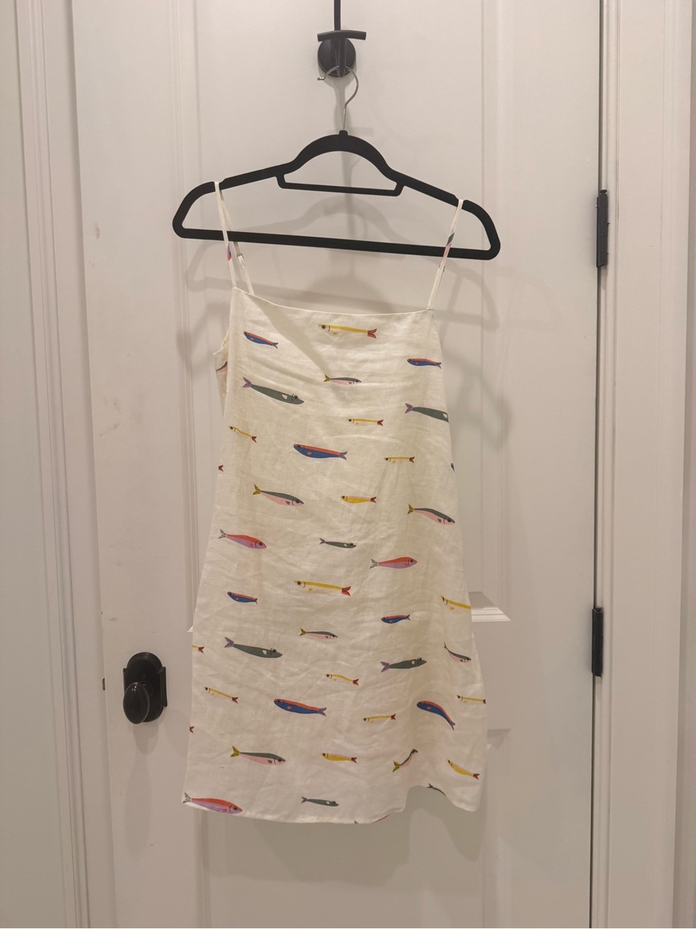 STAUD Cream Slip Dress with Multicolor Fish Print - Picture 2 of 3